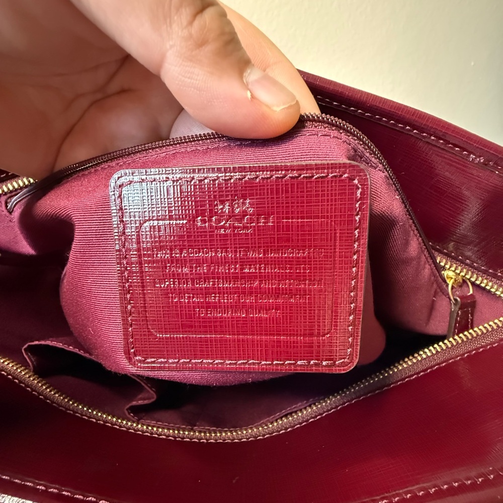 Coach Burgundy Leather Tote Bag - Picture 14 of 17